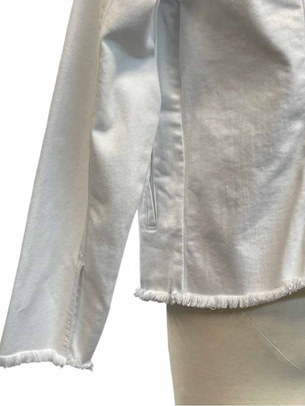 Tailored L Liverpool White Frayed Collar Denim Jean Jacket Women Classic Summer - Picture 7 of 9